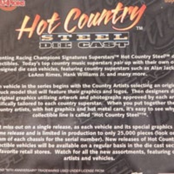 TRAVIS TRITT RACING CHAMPIONS HOT COUNTRY STEEL DIE-CAST CAR - Picture 6 of 6